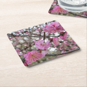 Pink Cherry Blossom / Sakura / サクラ(桜) Square Paper Coaster
