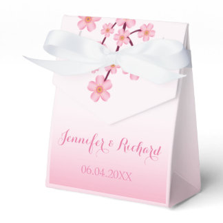 Pink Cherry Blossom Sakura Branch Wedding Favor Box