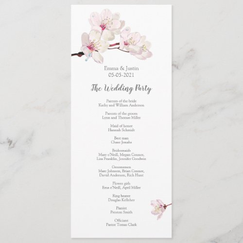 Pink Cherry Blossom Sakura Japanese Wedding Program