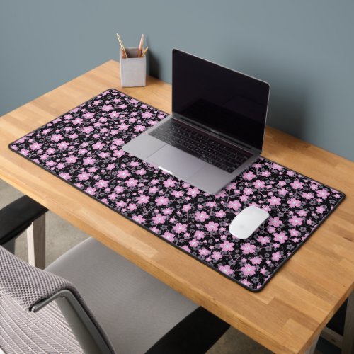 Pink Cherry Blossom Sakura Oriental Floral Pattern Desk Mat