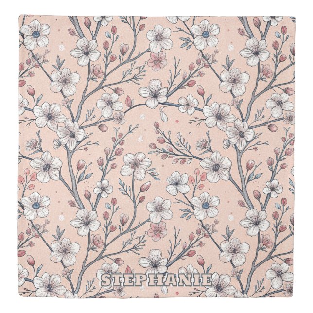 Pink Cherry Blossom Sakura Pattern on Pink (1) Duvet Cover (Front)