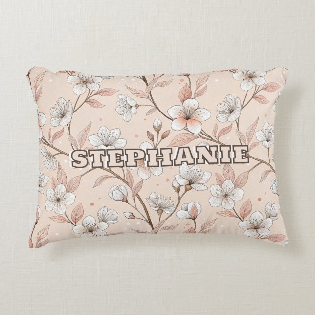 Pink Cherry Blossom Sakura Pattern on Pink (2) Accent Pillow (Front)