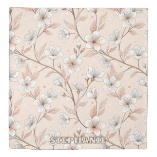 Pink Cherry Blossom Sakura Pattern on Pink (2) Duvet Cover
