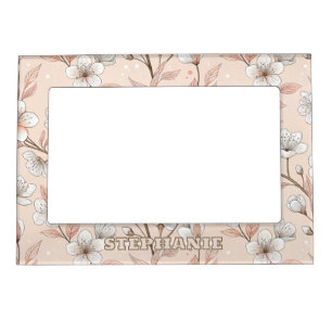Pink Cherry Blossom Sakura Pattern on Pink (2) Magnetic Frame