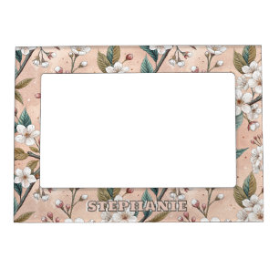 Pink Cherry Blossom Sakura Pattern on Pink (4) Magnetic Frame