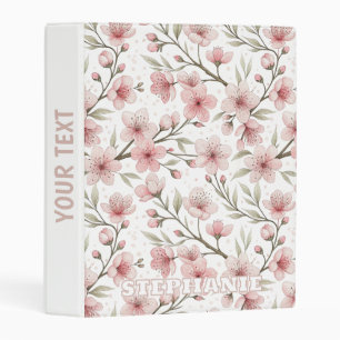 Pink Cherry Blossom Sakura Pattern on White (5) Mini Binder