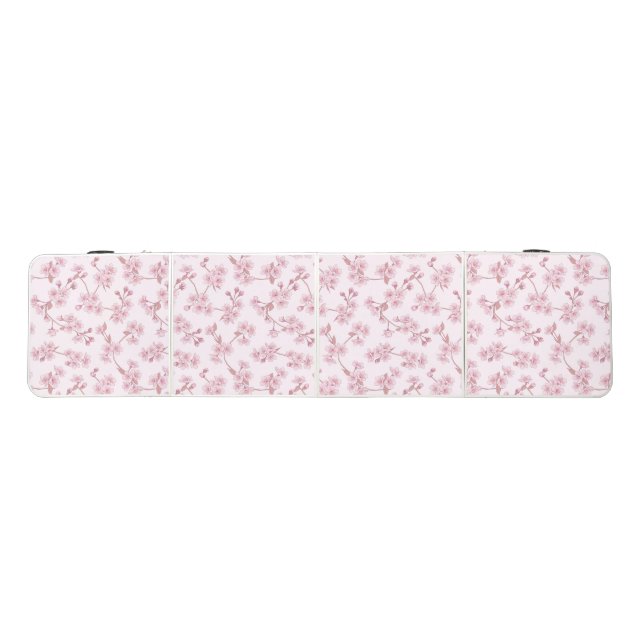 Pink Cherry Blossom Seamless Floral Pattern Beer Pong Table (Top)