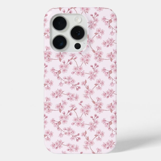 Pink Cherry Blossom Seamless Floral Pattern Case-Mate iPhone Case (Back)