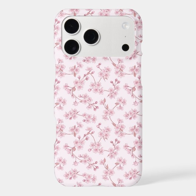 Pink Cherry Blossom Seamless Floral Pattern iPhone Case (Back)