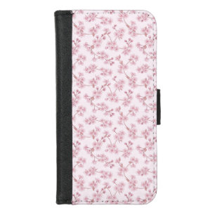 Pink Cherry Blossom Seamless Floral Pattern iPhone 8/7 Wallet Case