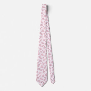 Pink Cherry Blossom Seamless Floral Pattern Neck Tie