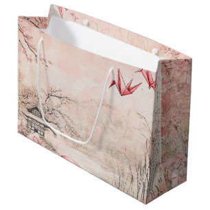 Pink Cherry Blossom Serenity Landscape (1) Large Gift Bag