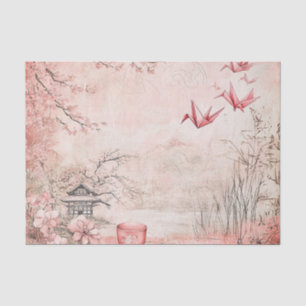 Pink Cherry Blossom Serenity Landscape (1) Tissue Paper