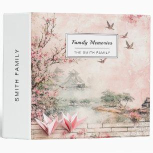 Pink Cherry Blossom Serenity Landscape (2) 3 Ring Binder