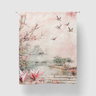 Pink Cherry Blossom Serenity Landscape (2) Blackout Curtains