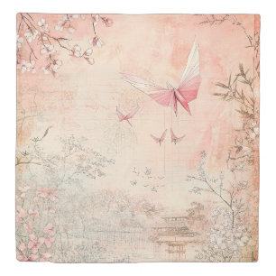Pink Cherry Blossom Serenity Landscape (3) Duvet Cover