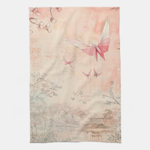 Pink Cherry Blossom Serenity Landscape (3) Kitchen Towel