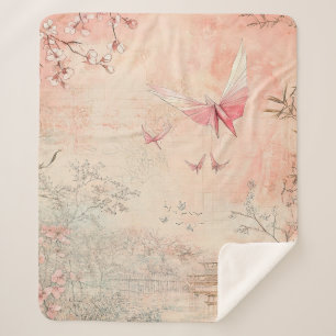 Pink Cherry Blossom Serenity Landscape (3) Sherpa Blanket