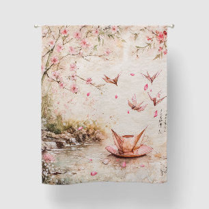 Pink Cherry Blossom Serenity Landscape (5) Blackout Curtains
