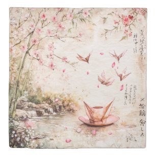 Pink Cherry Blossom Serenity Landscape (5) Duvet Cover