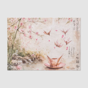 Pink Cherry Blossom Serenity Landscape (5) Tissue Paper