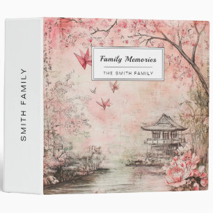 Pink Cherry Blossom Serenity Landscape (6) 3 Ring Binder