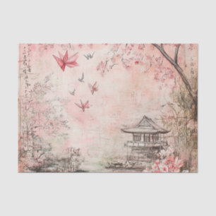 Pink Cherry Blossom Serenity Landscape (6) Tissue Paper