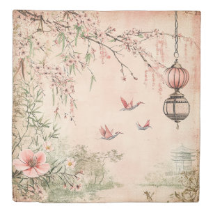 Pink Cherry Blossom Serenity Landscape (7) Duvet Cover