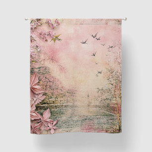 Pink Cherry Blossom Serenity Landscape (8) Blackout Curtains