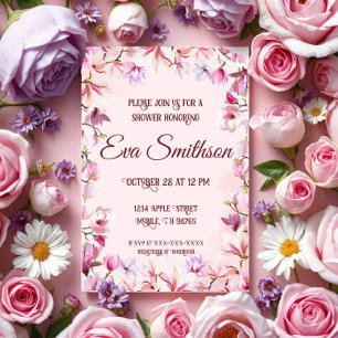 Pink Cherry Blossom Shower Invitation