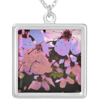 Pink Cherry Blossom Silver Plated Necklace