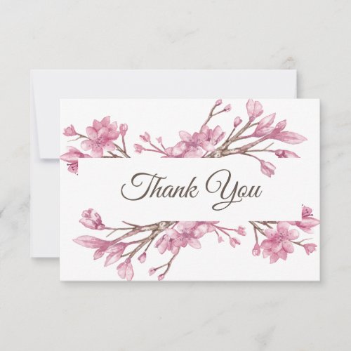 Pink cherry blossom Spring floral Wedding Thank You Card