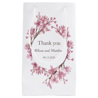Pink cherry blossom. Spring floral wedding Thanks Small Gift Bag
