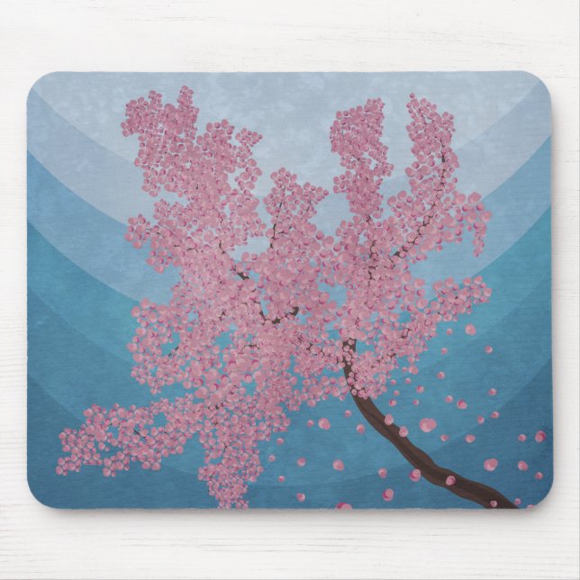 Pink cherry blossom spring illustration mouse pad (Front)