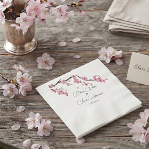 Pink Cherry Blossom spring summer Watercolor Napkins