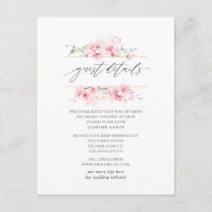 Pink Cherry Blossom Spring Wedding Guest Details Enclosure Card
