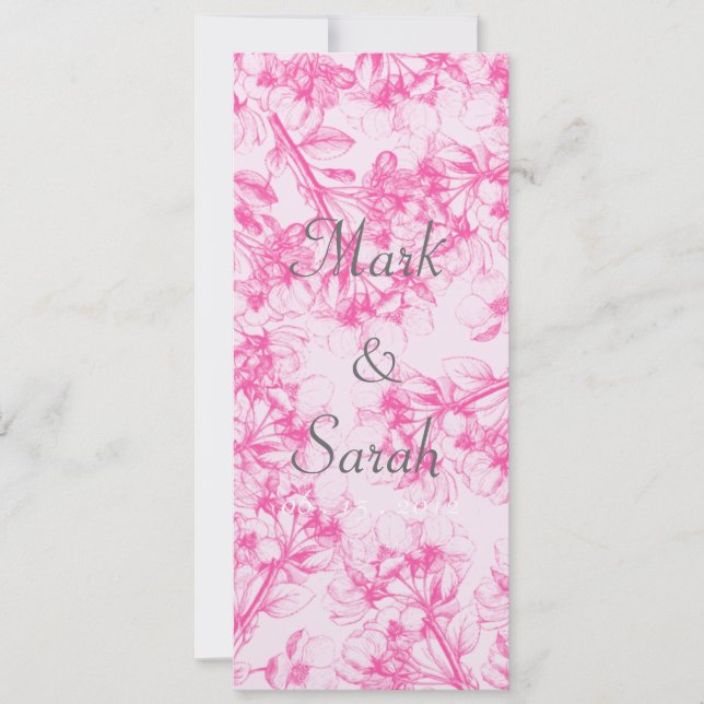 Pink Cherry Blossom Tall Invitation (Front)