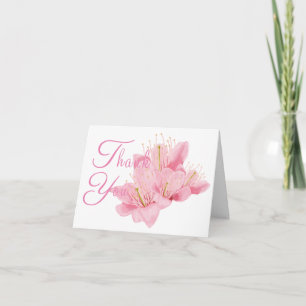 Pink cherry blossom thank you card
