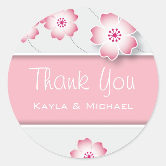 Pink Cherry Blossom Thank You Seals (Front)