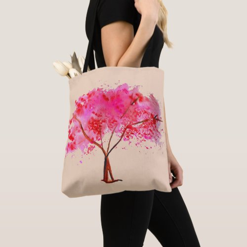 Pink Cherry Blossom tree art Tote Bag