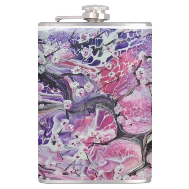 Pink cherry blossom tree flask (Front)