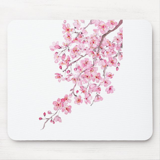 pink cherry blossom watercolor 2020 mouse pad (Front)