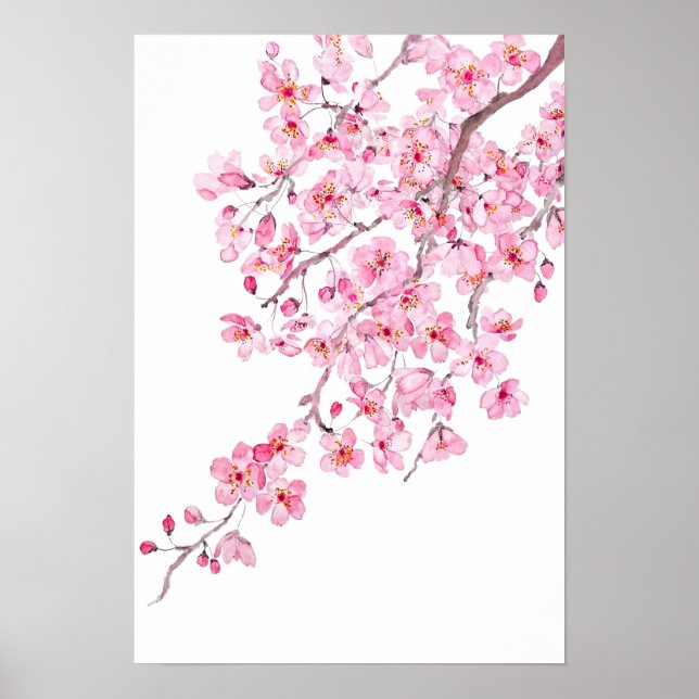 pink cherry blossom watercolor 2020 poster (Front)
