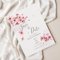 Pink Cherry Blossom Watercolor Floral Wedding
