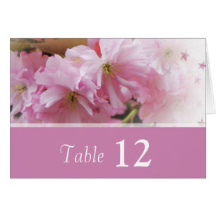pink cherry blossom wedding, dinner table number