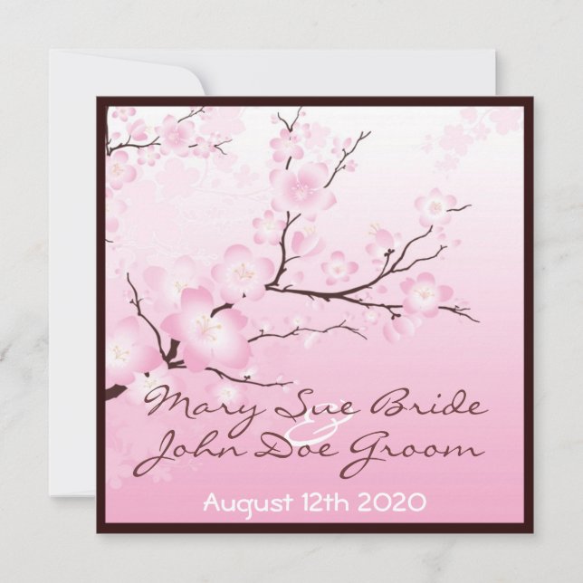 Pink Cherry Blossom Wedding Invitations (Front)
