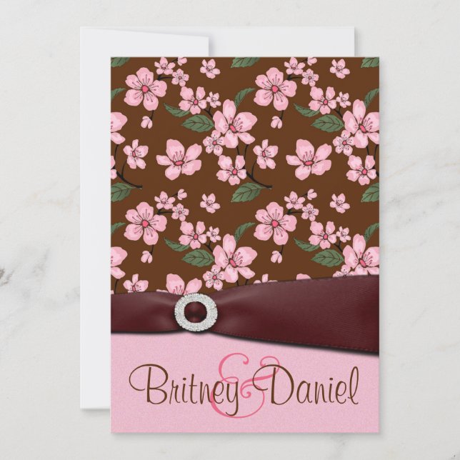 Pink Cherry Blossom Wedding Invitations (Front)