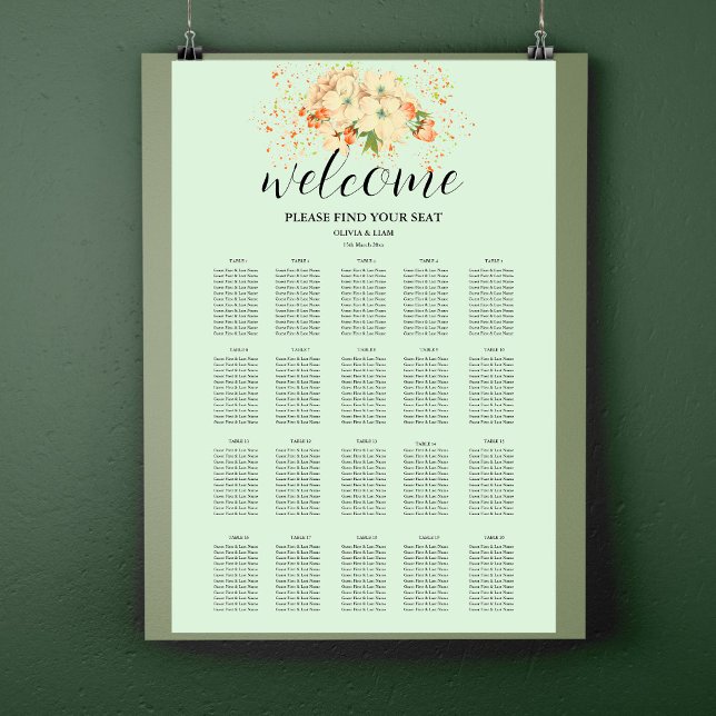 Pink Cherry Blossom, Wedding Seating Chart Foam Board (Creator Uploaded)