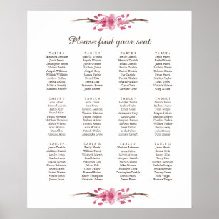 Pink Cherry Blossom /& Butterflies Personalised Wedding Table Seating Plan