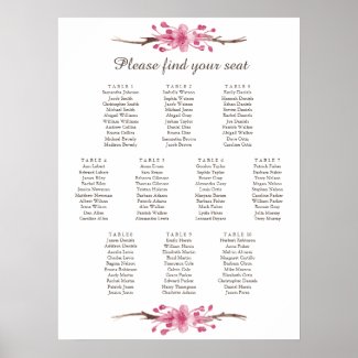 Pink cherry blossom. Wedding Seating Chart Poster